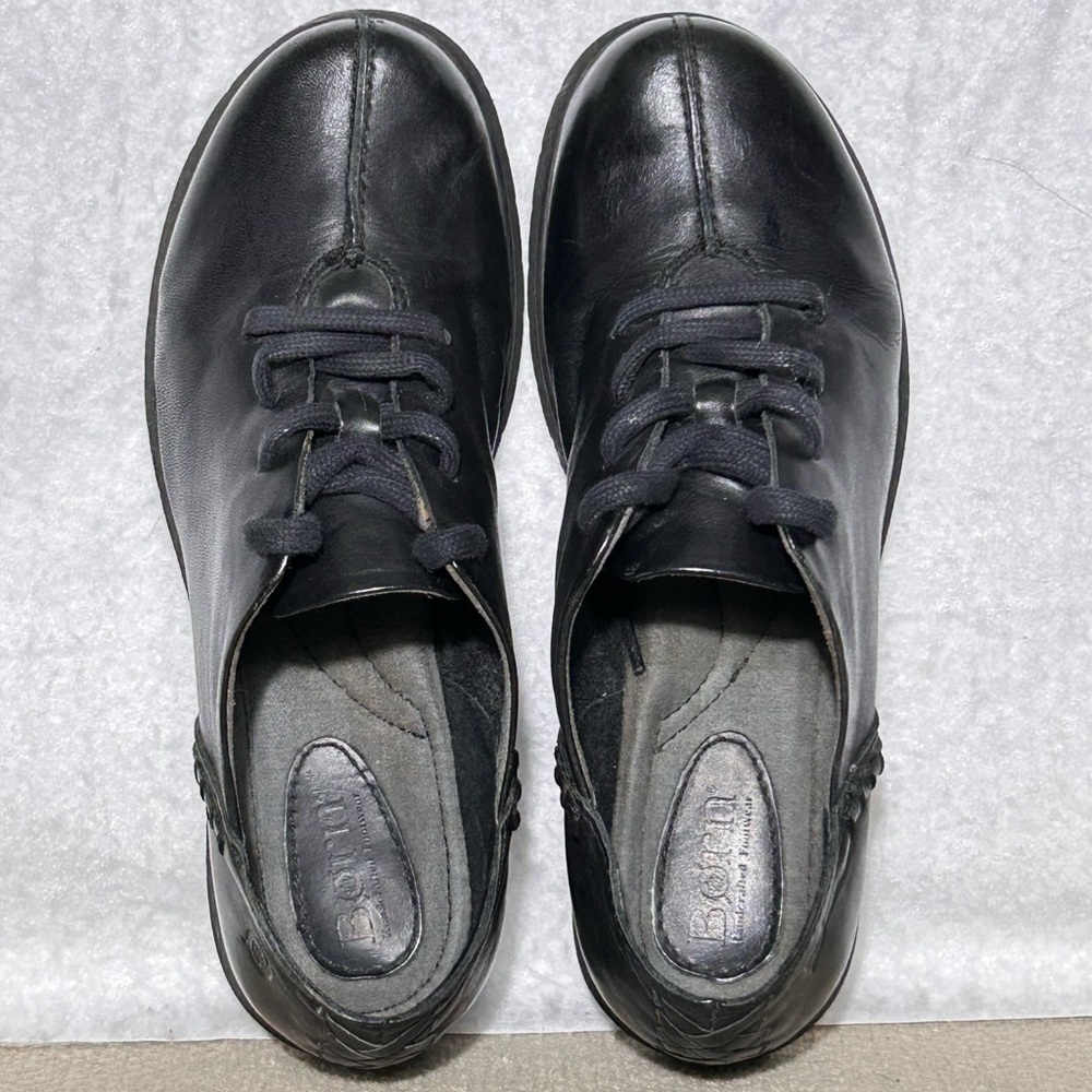 Born Womens Black Leather Nigel Lace Up Casual Comfort Tie Loafer Shoes SZ US 7 - Picture 5 of 11